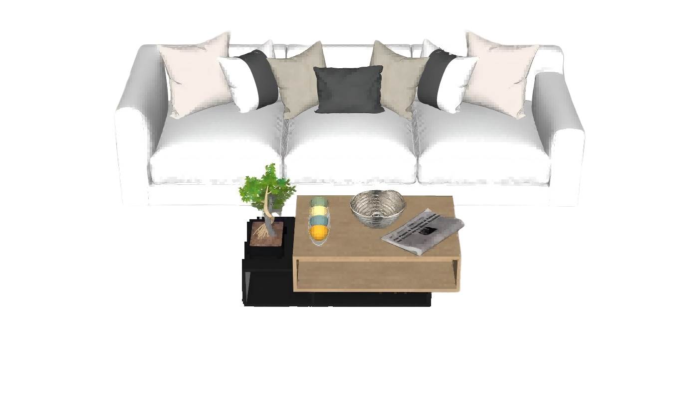 三人座沙发和茶几家具SU模型 SU模型免费下载_sketchup模型