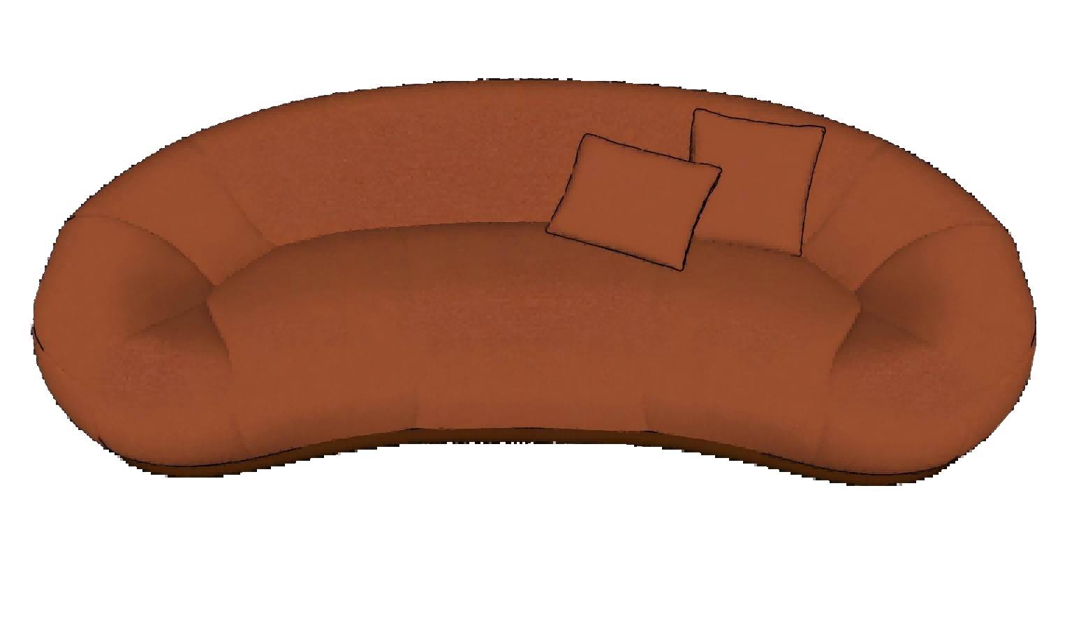 棕色弧形沙发家具SU模型 SU模型免费下载_sketchup模型