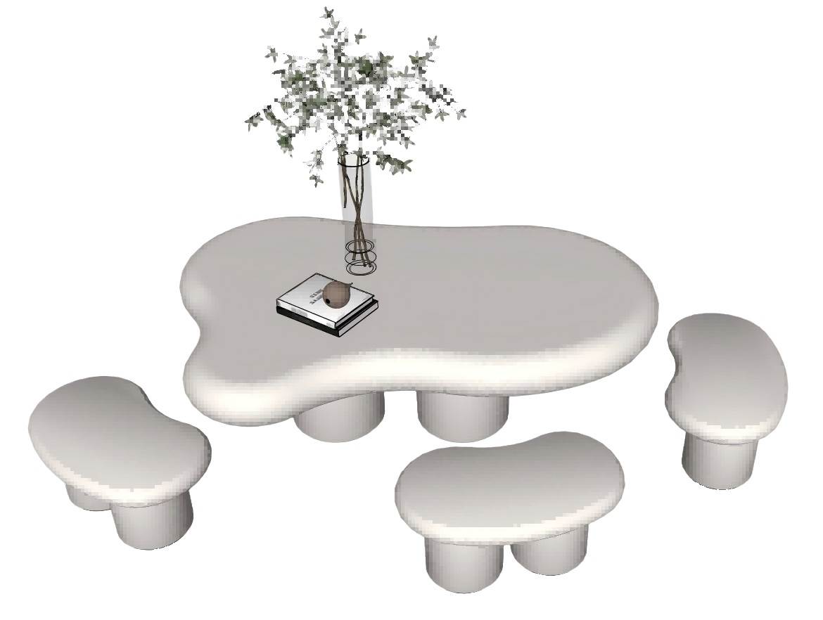 奶油风茶几SU下载茶几SU模型 SU模型免费下载_sketchup模型