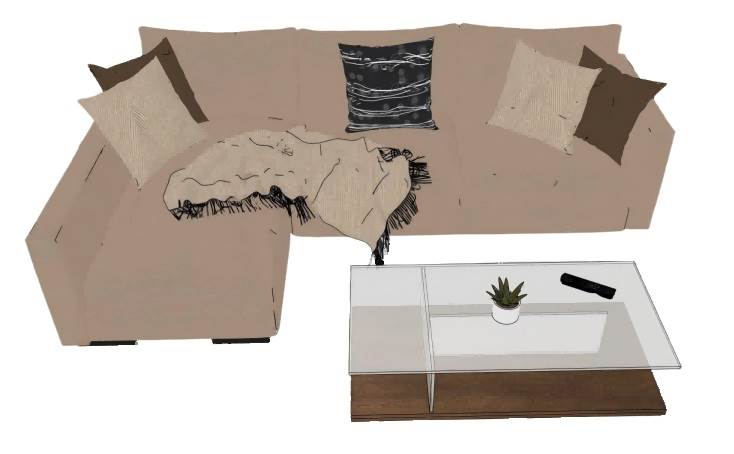 沙发和玻璃茶几SU模型下载 SU模型免费下载_sketchup模型