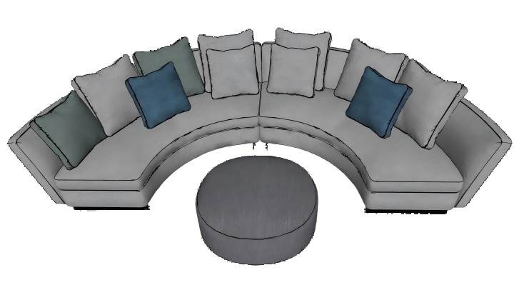 半弧形沙发茶几SU模型 SU模型免费下载_sketchup模型