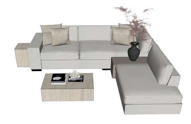 L形沙发家具茶几的su模型 SU模型免费下载_sketchup模型