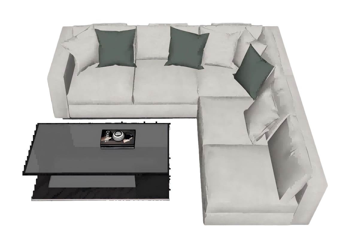 L形沙发茶几组合SU模型 SU模型免费下载_sketchup模型