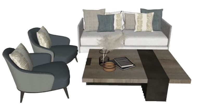 现代风家具沙发茶几组合SU模型 SU模型免费下载_sketchup模型