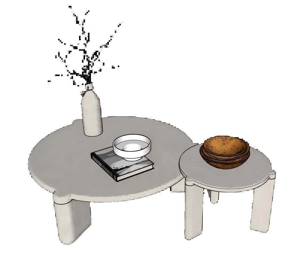 侘寂风茶几SU模型 SU模型免费下载_sketchup模型