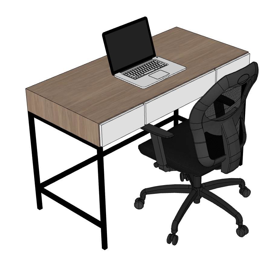 电脑桌书桌旋转椅子su模型 SU模型免费下载_sketchup模型