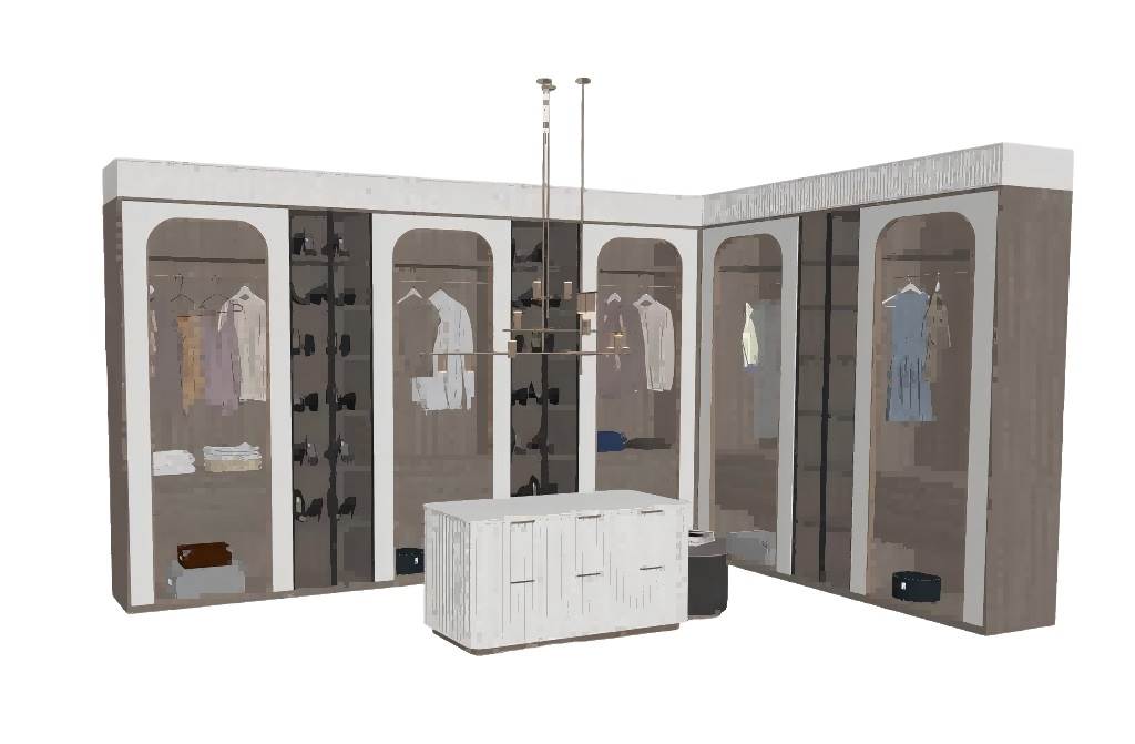 步入式衣柜衣帽间su模型 SU模型免费下载_sketchup模型