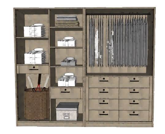 开放式储物柜步入式衣柜的su模型 SU模型免费下载_sketchup模型