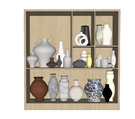 开放式陈列架墙面置物架花瓶su模型 SU模型免费下载_sketchup模型