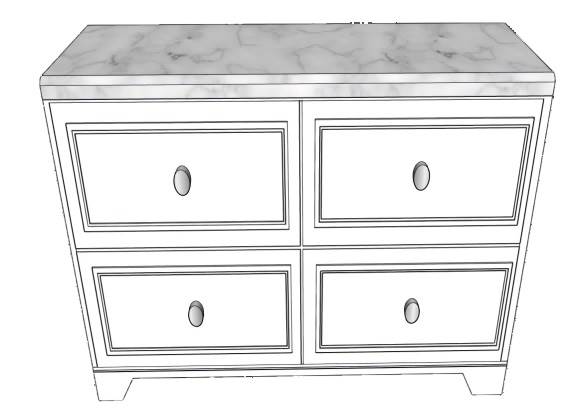 现代简约风格的四斗矮柜子su模型 SU模型免费下载_sketchup模型