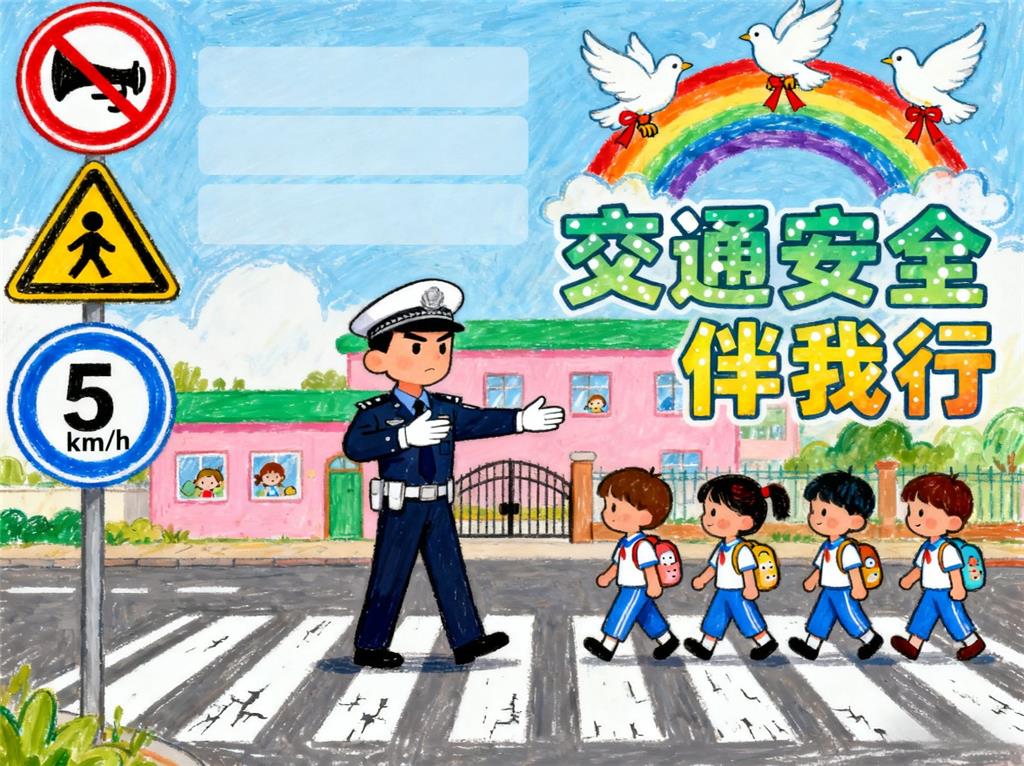 手抄报:交通安全伴我行手抄报 手抄报版式设计JPG模板