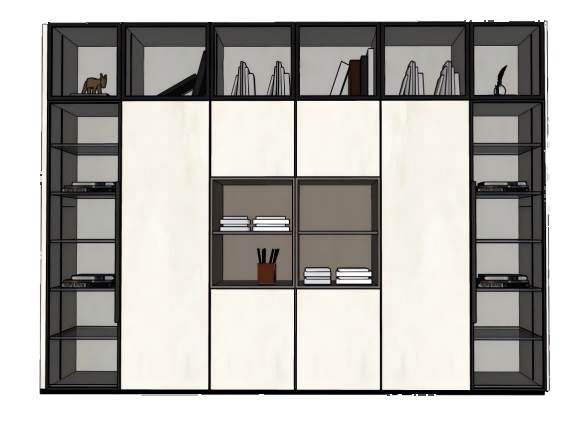 简约风格的组合式书柜子su模型 SU模型免费下载_sketchup模型