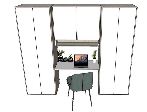 多功能组合书桌柜su模型 SU模型免费下载_sketchup模型