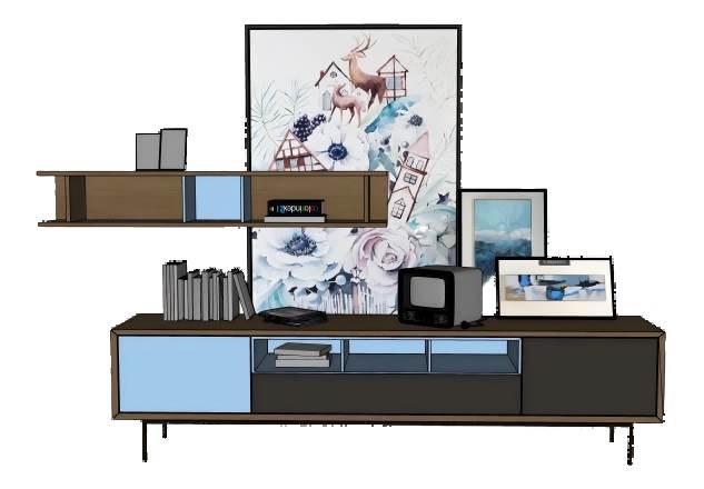 边柜装饰柜子家具SU模型 SU模型免费下载_sketchup模型