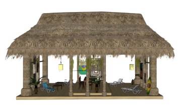 东南亚茅草亭凉亭SU模型 SU模型免费下载_sketchup模型
