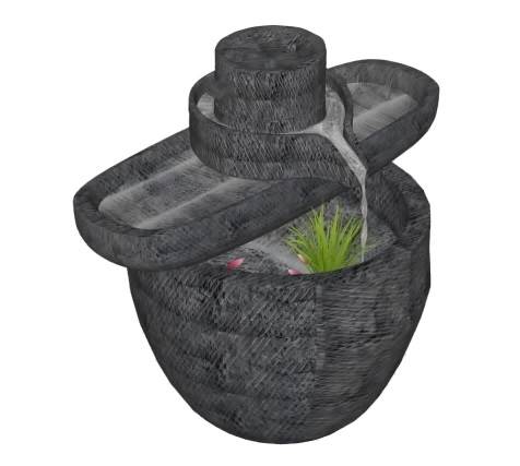 石磨景观流水小品SU模型 SU模型免费下载_sketchup模型