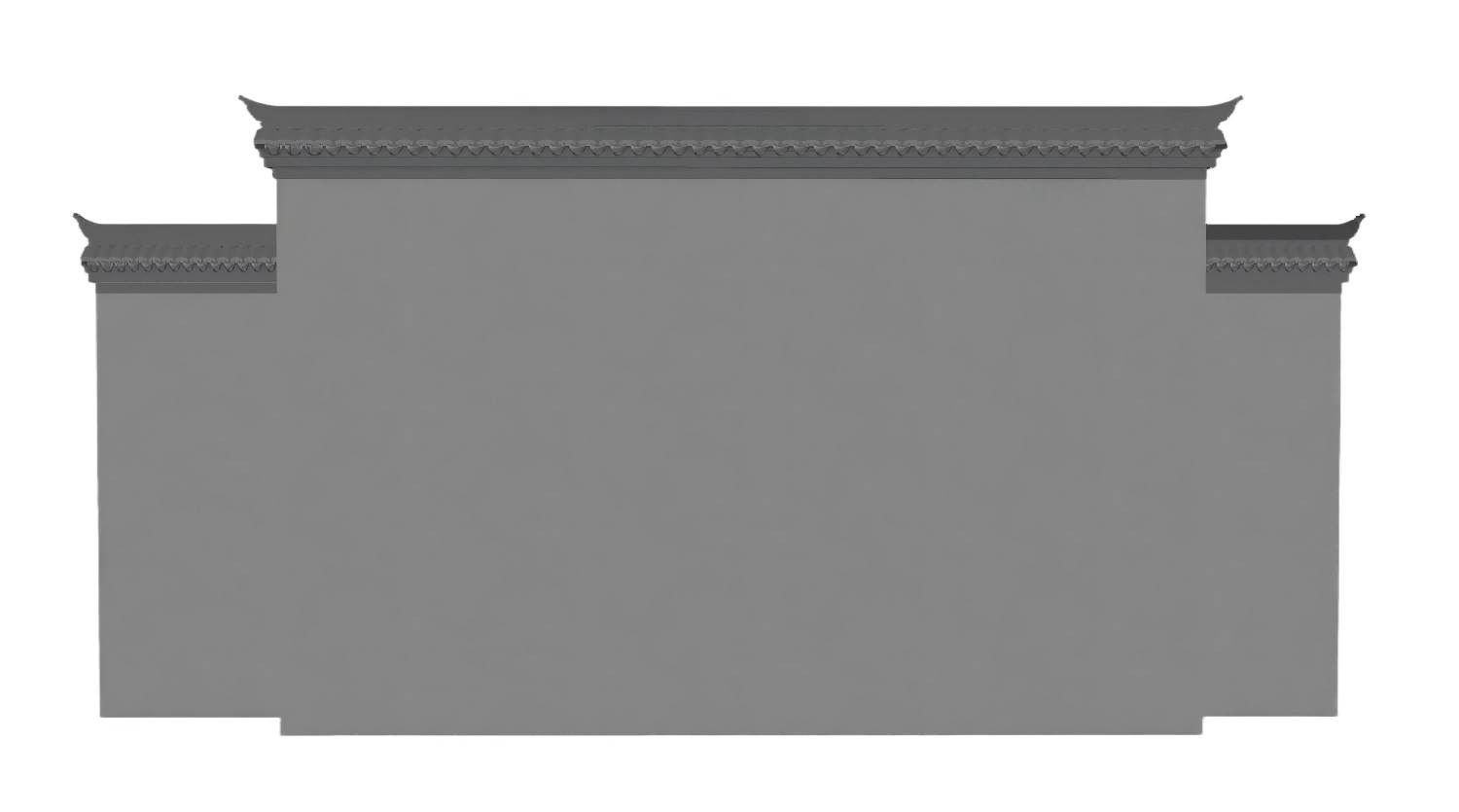 中式马头墙景观墙的su模型 SU模型免费下载_sketchup模型