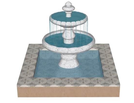 喷泉水池流水景观su模型 SU模型免费下载_sketchup模型