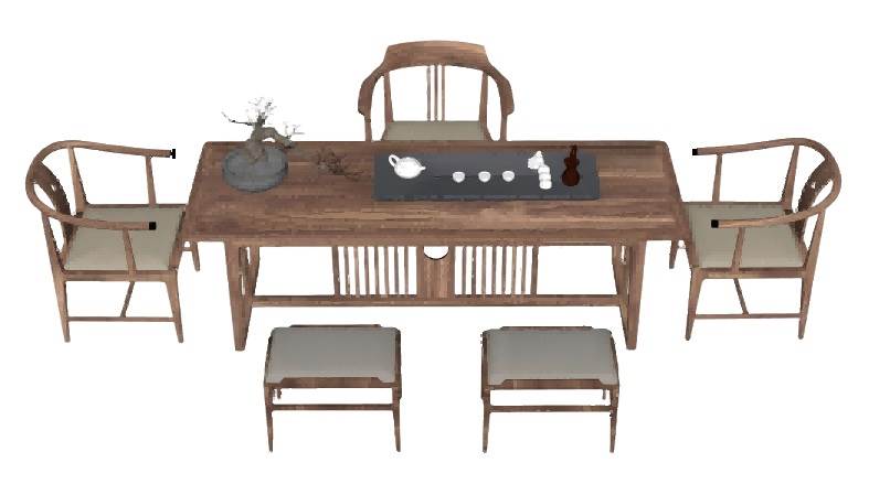 中式茶桌su模型 SU模型免费下载_sketchup模型