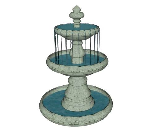 三层喷泉水池景观跌水su模型 SU模型免费下载_sketchup模型