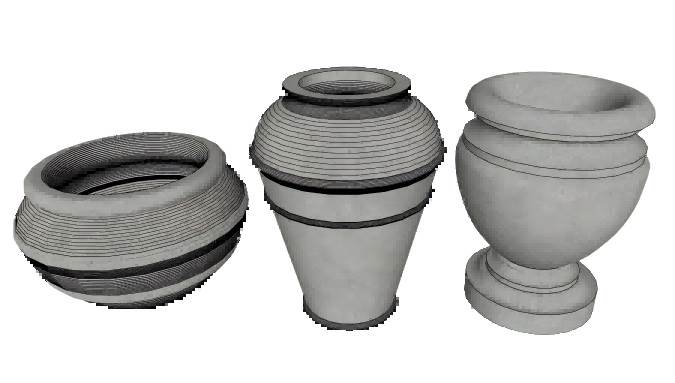 陶罐花钵景观小品su模型 SU模型免费下载_sketchup模型