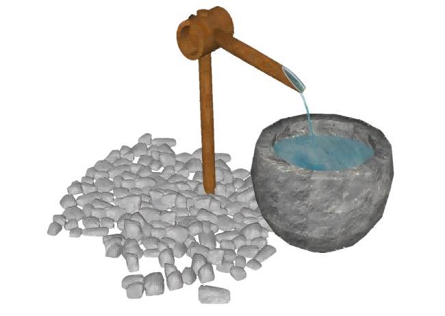 日式惊鹿竹滴流水景观su模型 SU模型免费下载_sketchup模型