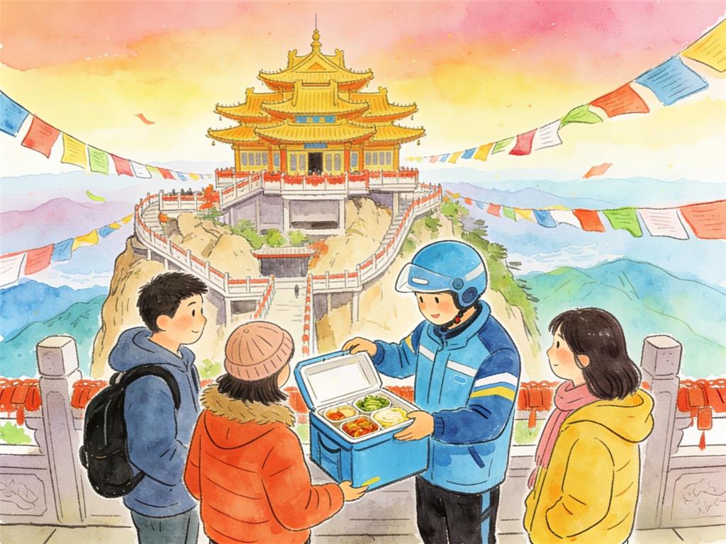 水彩画:谁把外卖点到老君山山顶了 水彩画高清JPG图片素材