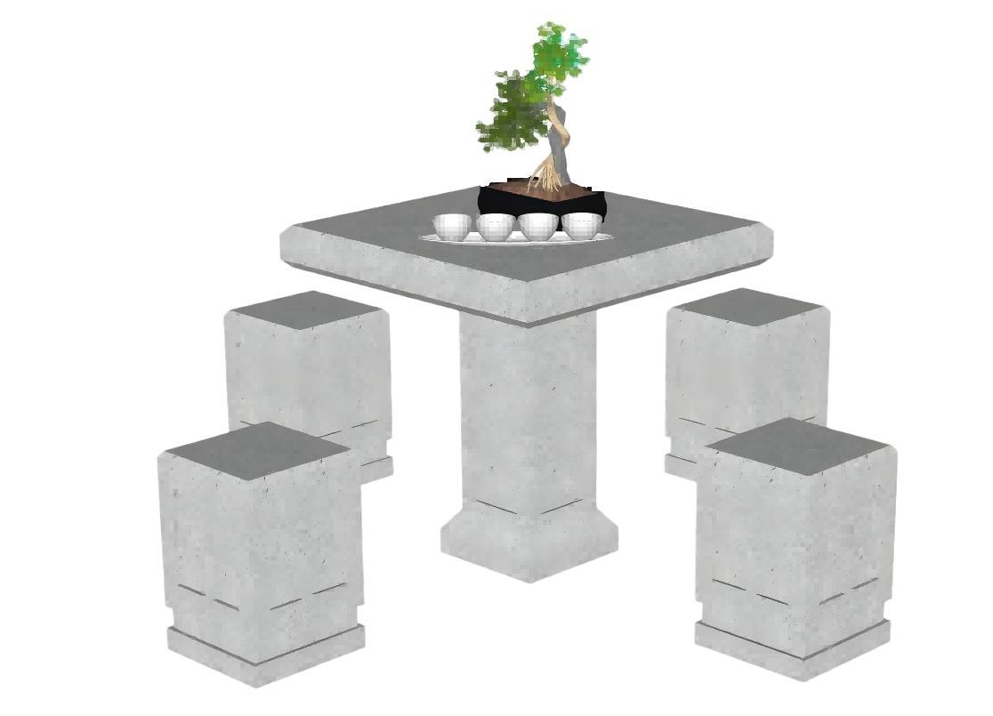 园林公园石桌凳su模型 SU模型免费下载_sketchup模型
