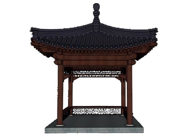中式古建筑四角亭子su模型 SU模型免费下载_sketchup模型