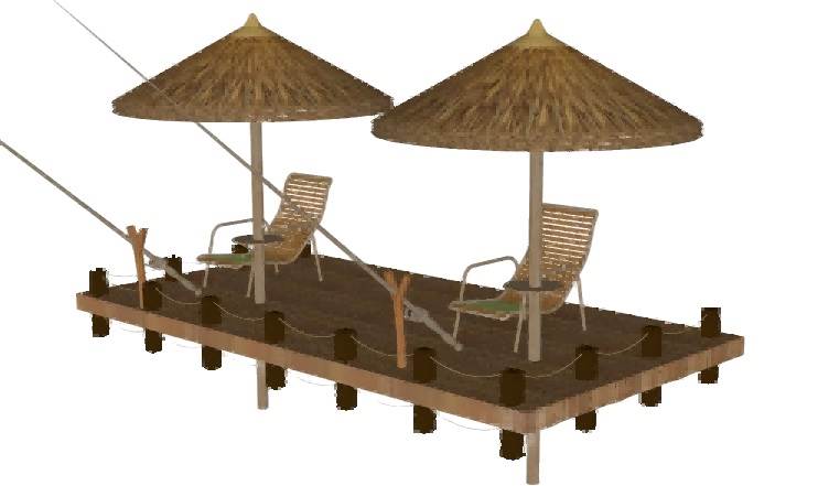 乡村茅草亭钓鱼平台su模型 SU模型免费下载_sketchup模型