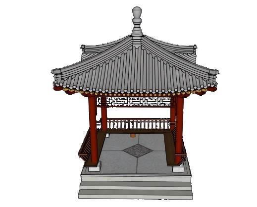 中式凉亭四角亭子su模型 SU模型免费下载_sketchup模型