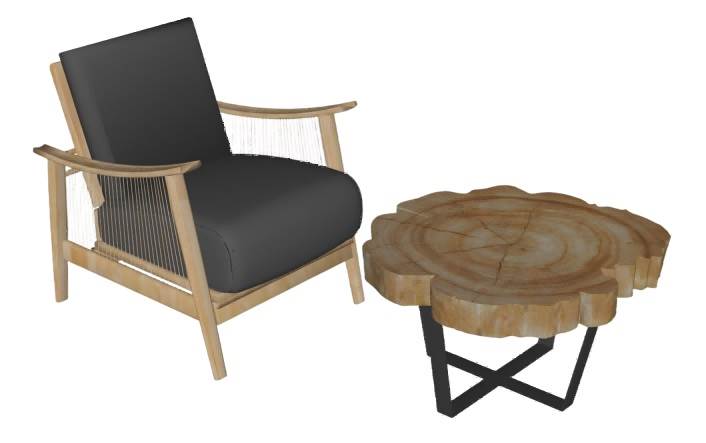 扶手椅和生态风茶几su模型 SU模型免费下载_sketchup模型