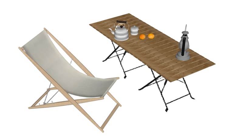 户外露营装备折叠椅和露营桌子su模型 SU模型免费下载_sketchup模型