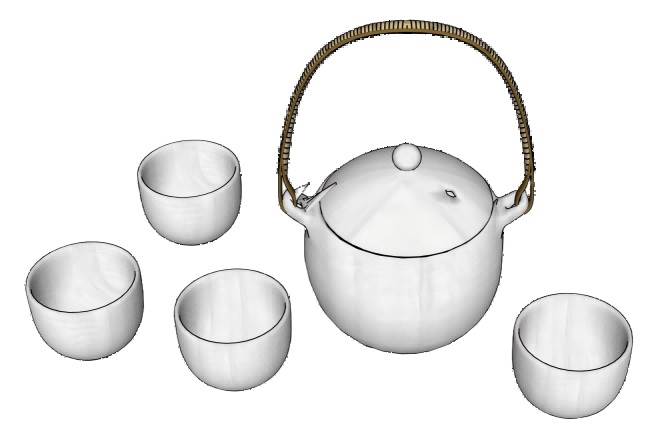 茶具茶杯su模型 SU模型免费下载_sketchup模型