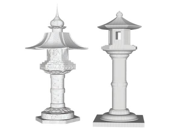 日式石灯笼景观构建物su模型 SU模型免费下载_sketchup模型