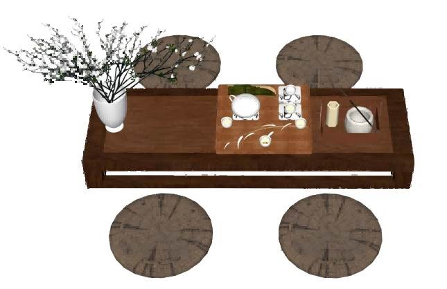 中式茶室茶桌su模型 SU模型免费下载_sketchup模型