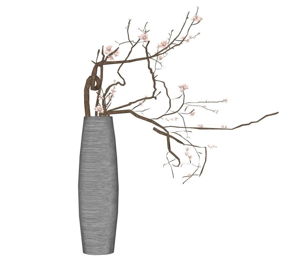 中式装饰花瓶梅花su模型 SU模型免费下载_sketchup模型