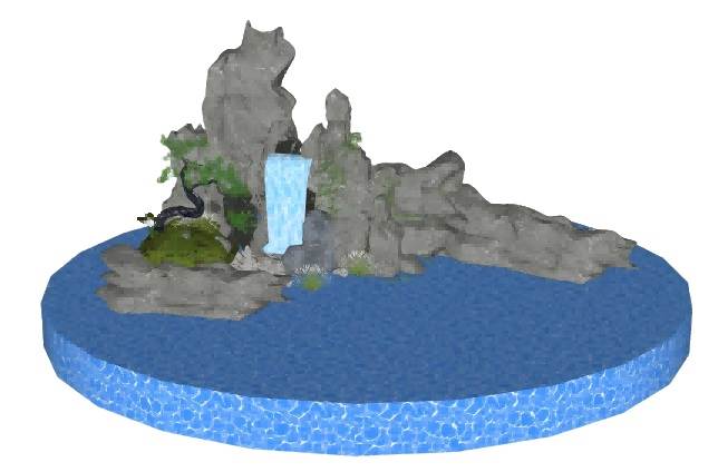 假山流水景观迎客松su模型 SU模型免费下载_sketchup模型
