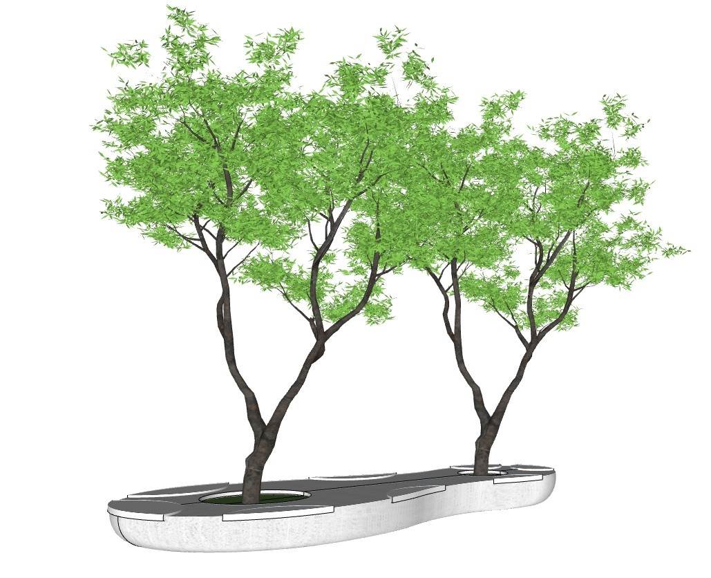 景观双树池座椅su模型 SU模型免费下载_sketchup模型