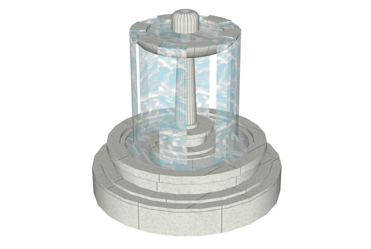 欧式简易喷泉流水景观su模型 SU模型免费下载_sketchup模型