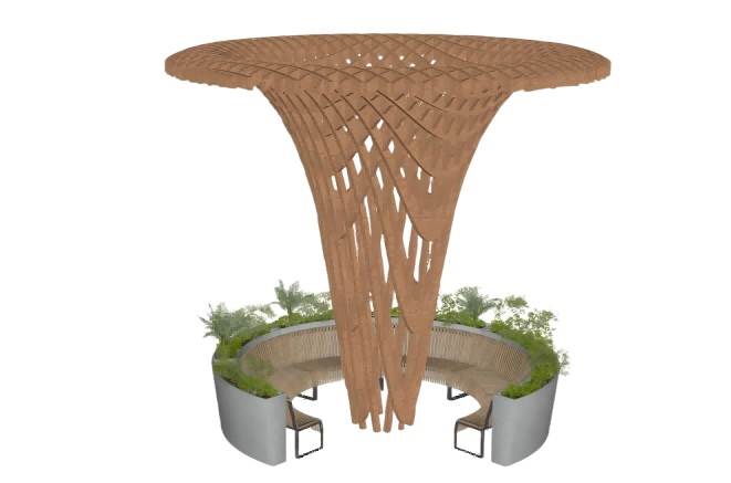 木制廊架景观座椅su模型 SU模型免费下载_sketchup模型