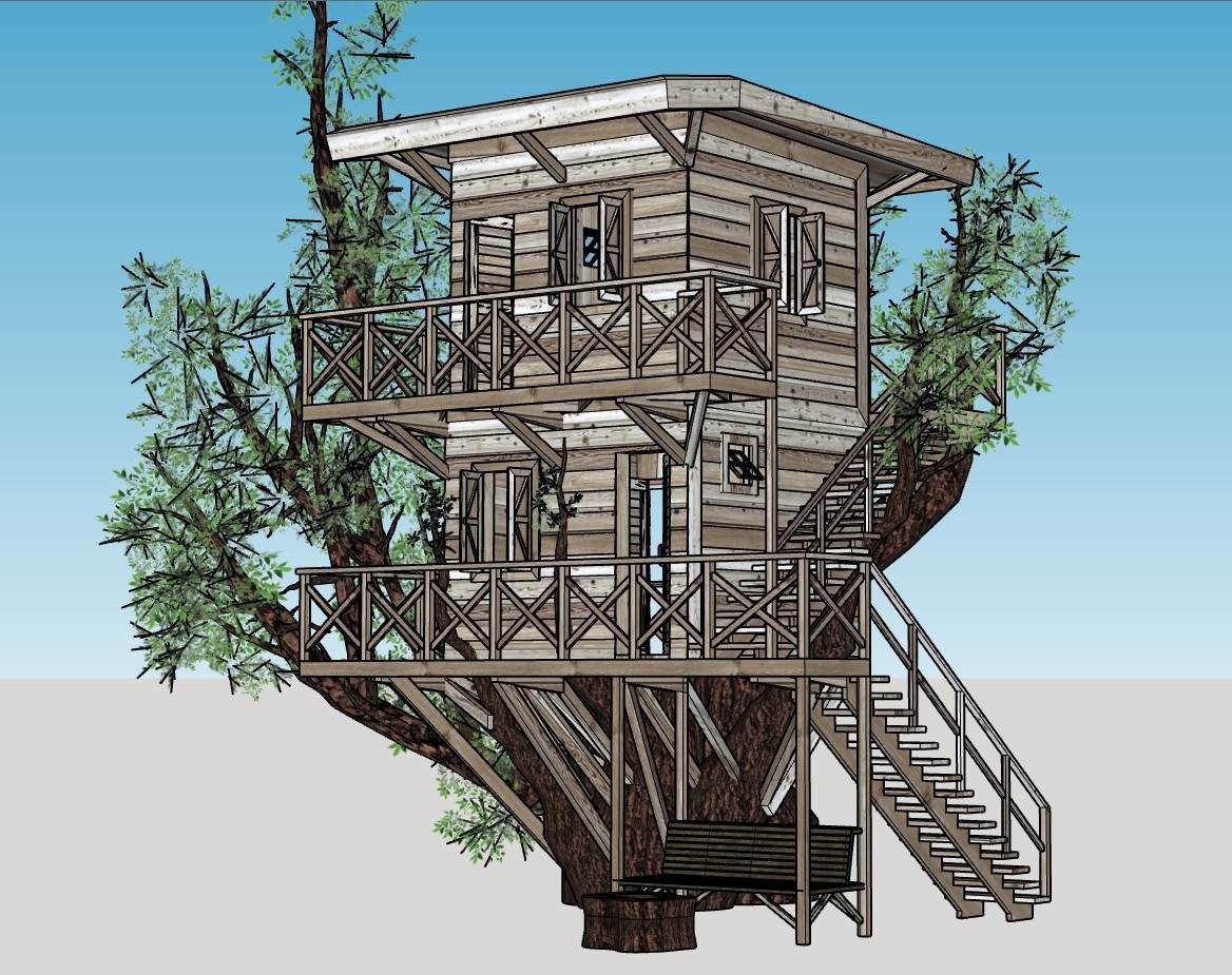 树屋景观瞭望台su模型 SU模型免费下载_sketchup模型