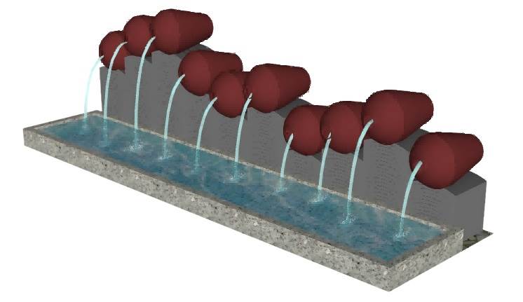 景观流水景墙水柱su模型 SU模型免费下载_sketchup模型