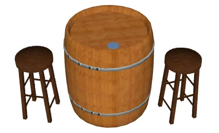 酒桶吧台桌椅su模型 SU模型免费下载_sketchup模型