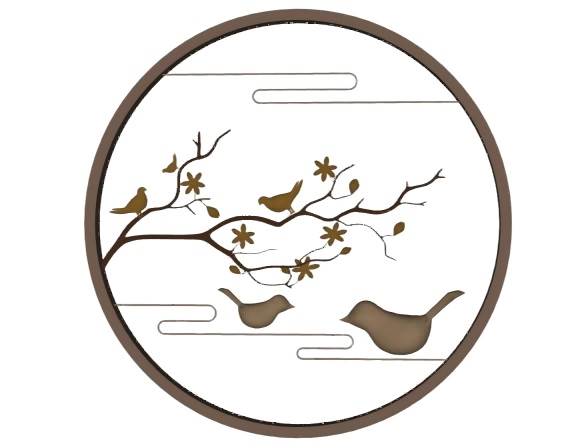 圆形花鸟装饰画su模型 SU模型免费下载_sketchup模型