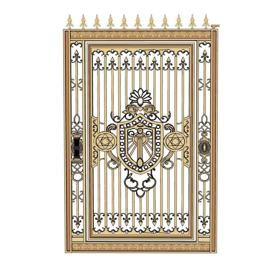 铁艺大门雕花构建物su模型 SU模型免费下载_sketchup模型