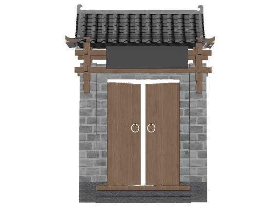 中式垂花门楼su模型 SU模型免费下载_sketchup模型