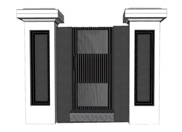 简约风格的金属栅栏式院门su模型 SU模型免费下载_sketchup模型
