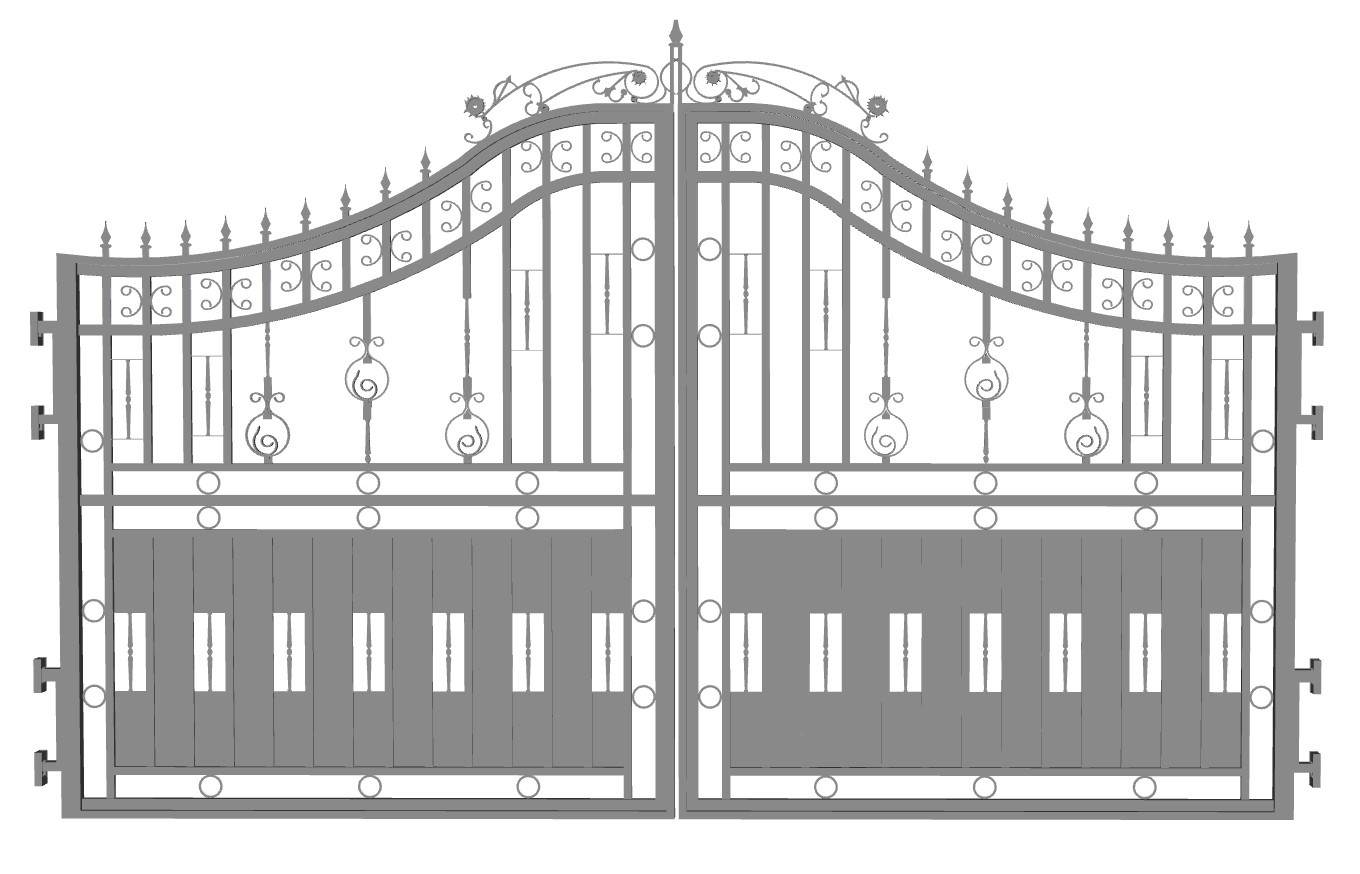 中式古典风格的对开铁艺庭院大门su模型 SU模型免费下载_sketchup模型