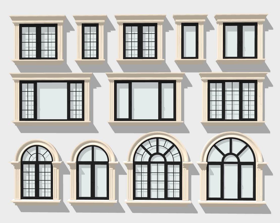 现代古典简约风格窗户su模型 SU模型免费下载_sketchup模型